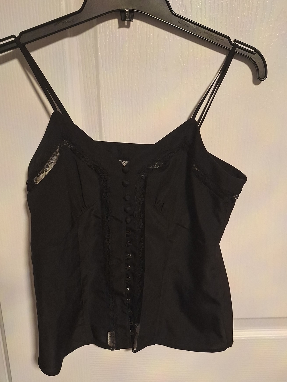 The Kooples Black Lace-Trim Spaghetti Strap Cami